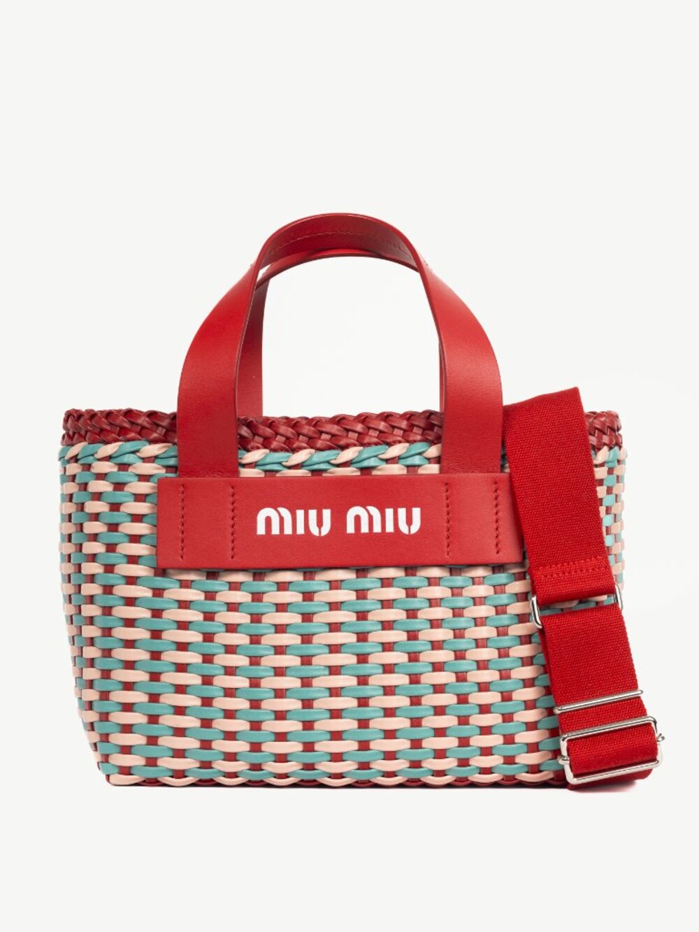 Miu Miu SS18 Fuoco & Orchid Intreccio Leather Tote